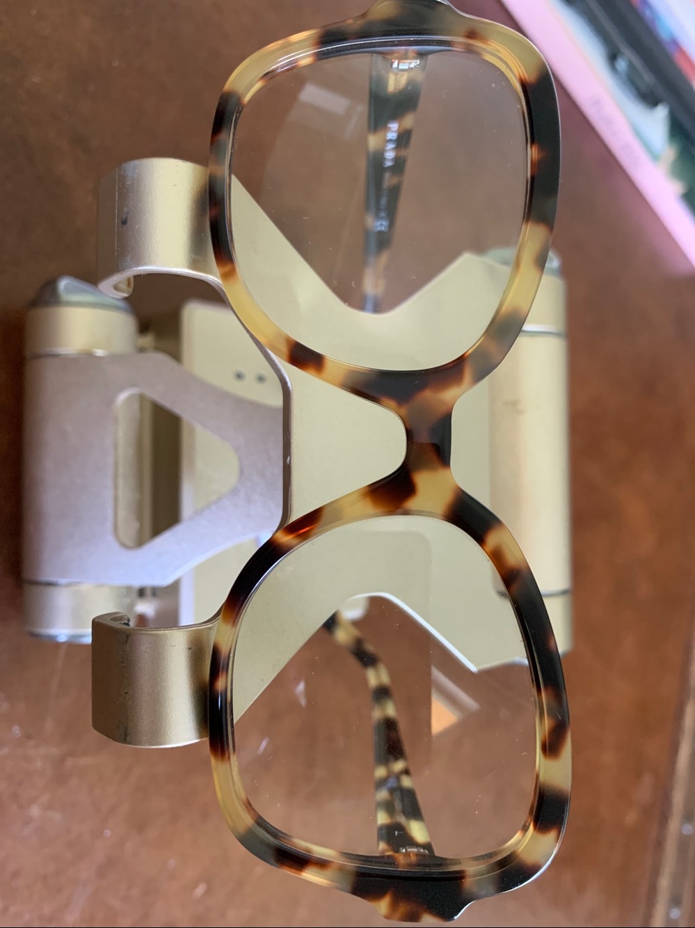 Prada Tortoise Pattern Round Frame Glasses - Brown & Black - Picture 5 of 6